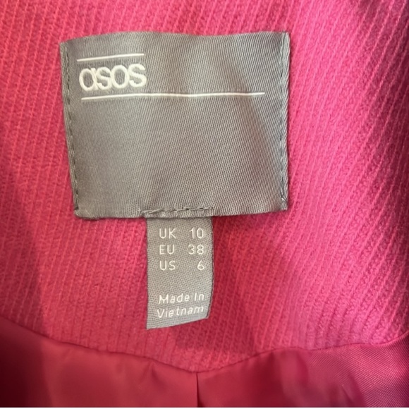 ASOS TALL bright pink bonded crepe grandad coat - Picture 6 of 8